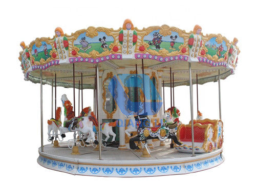 Carousel Taman Hiburan 24 Kursi / Mini Carousel Luar Ruangan Untuk Bermain Anak-Anak pemasok